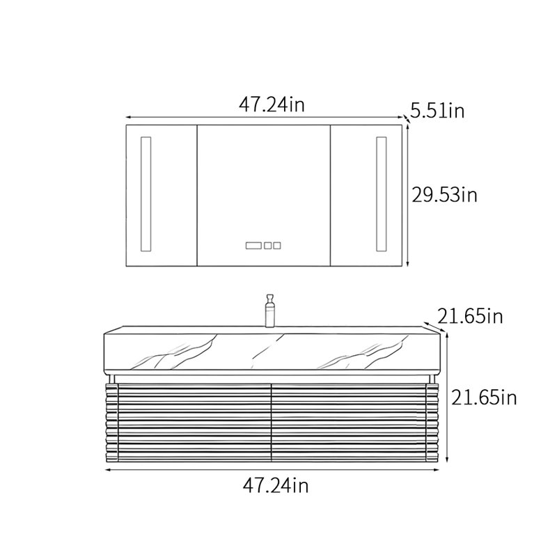 Armoire de salle de bain moderne simple et luxueuse, H 21,65 po x l 47,24 po x P 21,65 po, Bleu très foncé