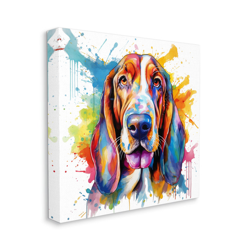 Hound Dog Vibrant Splash par Marybeth Cunningham, H 17 po x l 17 po x P 1,5 po