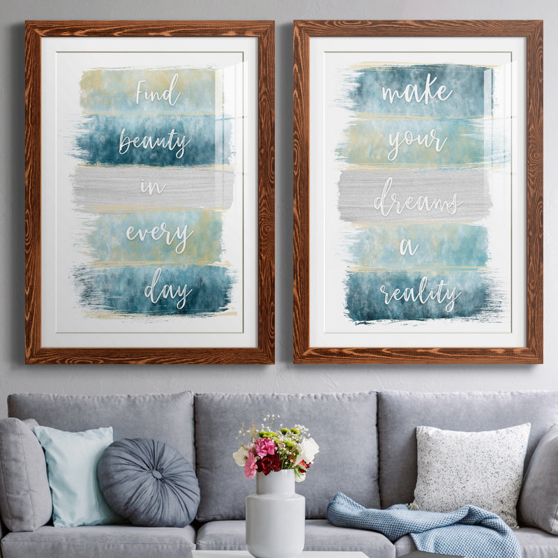 «Find Beauty» - ensemble de 2 reproductions d'art, H 44 po x l 31 po x P 1 po, Papier avec cadre érable, Blanc