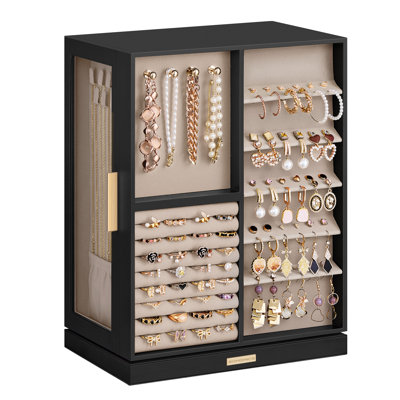 Jewelry Box 360° Rotating, Jewelry Storage Case With 7 Drawers, Jewelry Organizer, Glass Window, Spacious, Vertical Jewelry Storage, Open Design, Great Gift