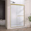 Porte de douche coulissante double semi-sans cadre H 44 po - l 48 po x H 72 po Amy avec verre trempé transparent en laiton doré Amy