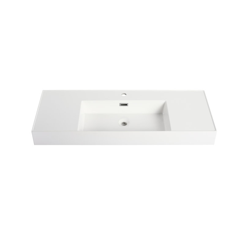Lavabo de salle de bain 48 po blanc en résine - enduit de gel, attrayant, profondeur 47,61 po, largeur 17,84 po, hauteur anti-rayures 4,62 po,
