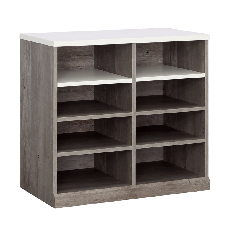 Armoire de rangement ouverte, finition brune