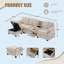 Canapé en velours côtelé L-Type avec design segmenté 4 places, porte-gobelet, port USB, boîte de rangement, console mobile et repose-pieds-446321001