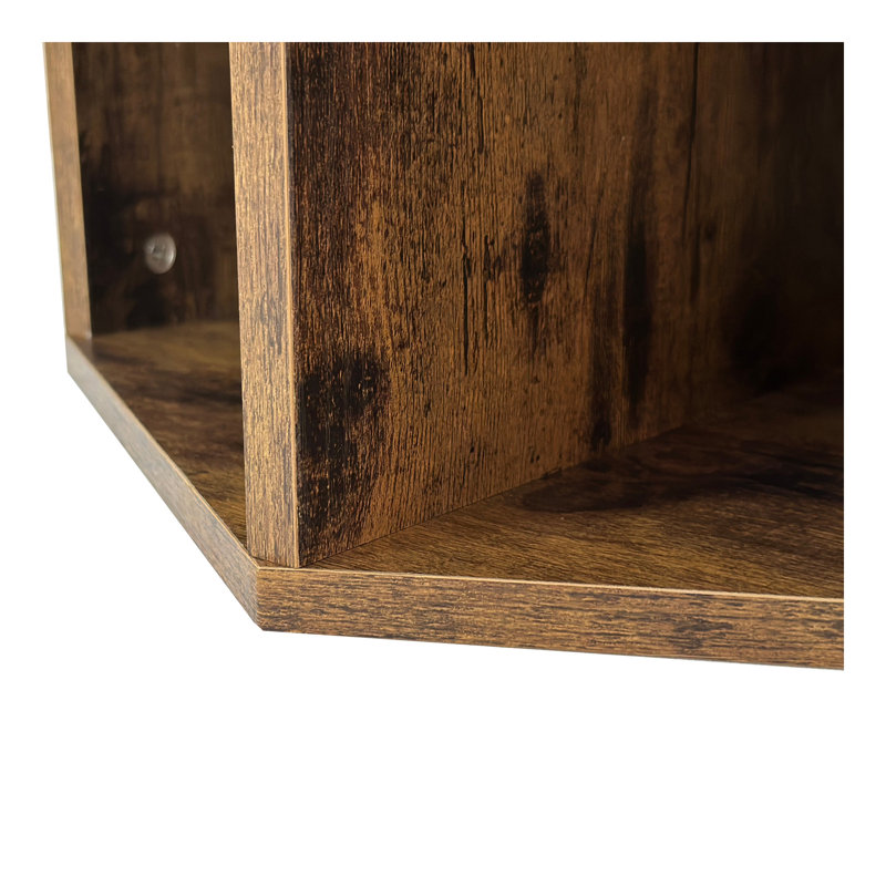 Hexagonal Coffee Table Side Table Nightstand Antique Wood