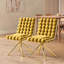 Ensemble de 2 chaises d'appoint capitonnées en velours jaune avec dossier en forme de boule à bulles et pieds en métal doré
