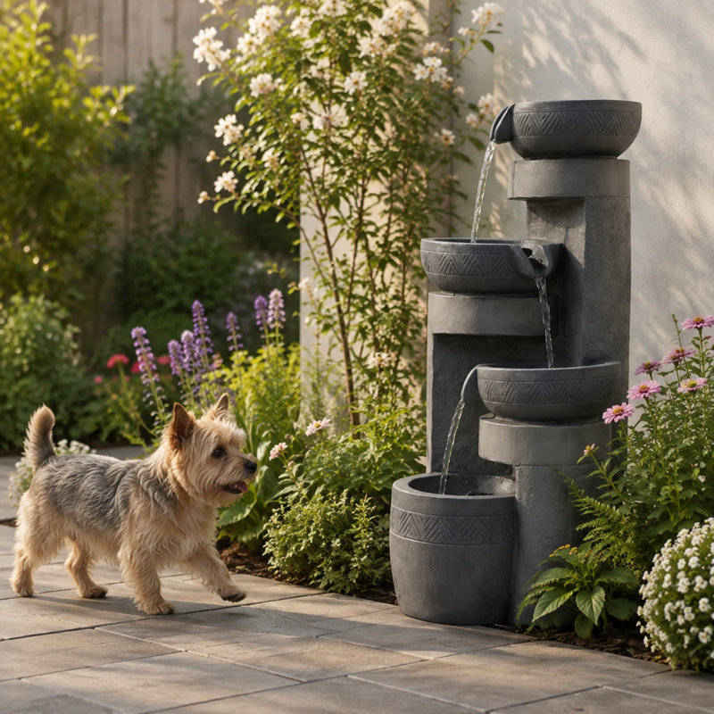 31.5" Tall Outdoor Water Fountain with Led Lights