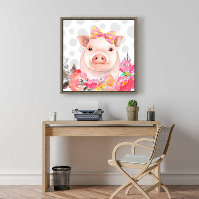 Pretty Pig Pink Bedroom Canvas | Cute Home Decor Art