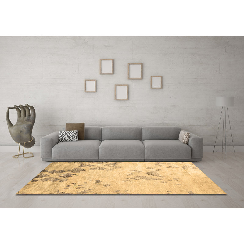 Tapis contemporains brun lavable à la machine 2590, Carré 5 pi