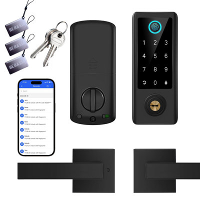 Serrure de porte intelligente à empreinte digitale avec poignées, contrôle complet de l'application, clavier numérique tactile électronique, verrou intelligent de la porte avant, verrouillage automatique