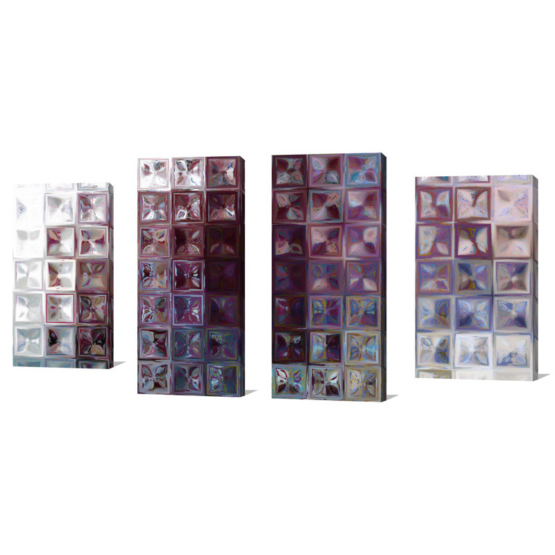 «Tile Art 7 2015 MAX» par Mark Lawrence, ensemble de 4 reproductions sur toiles tendues, H 38 po x l 72 po x P 1,5 po