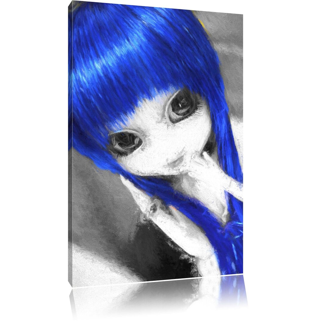 Leinwandbild Pullip-Puppe mit blau Haaren