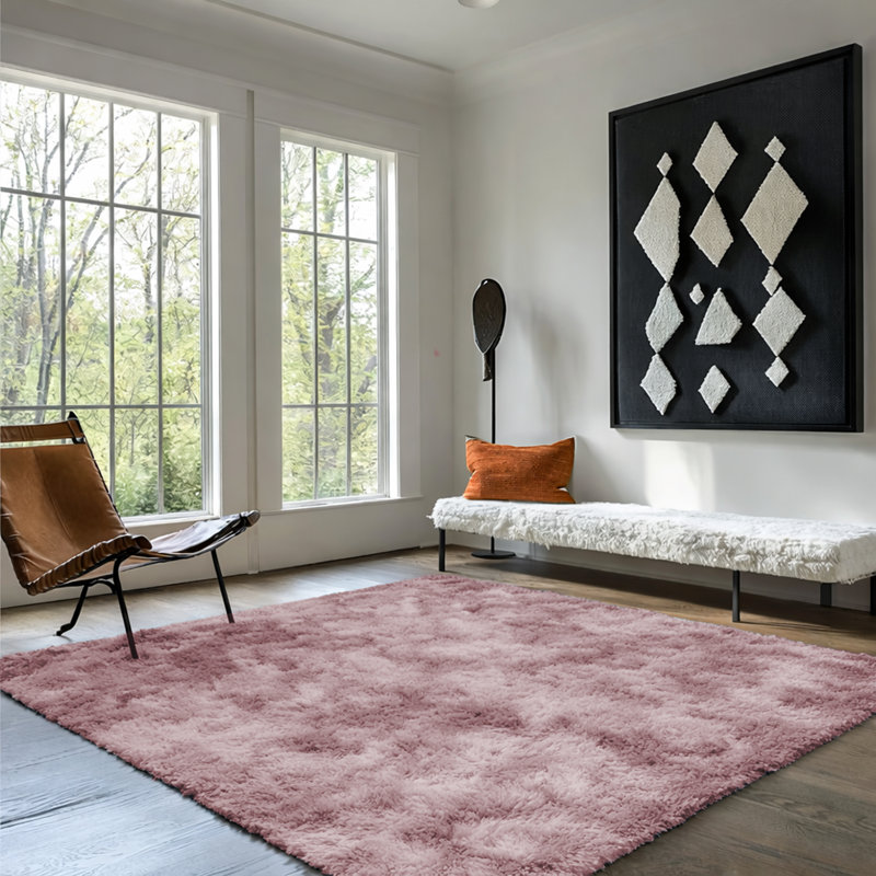 Soft Fluffy Living Room Large Area Rug, Rectangle 200 x 290 cm, Tye Dye Beige