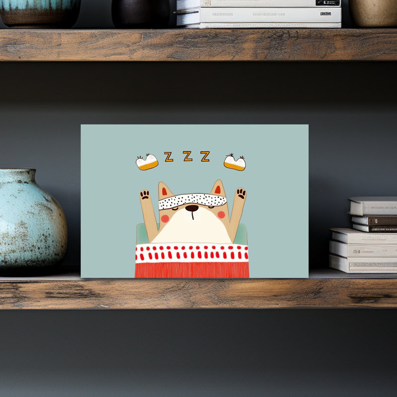 Cute Sleeping Dog Peaceful Contemporary Dog Wall Art Print 1 Piece Wrapped Canvas Wall Art, 30.48cm H x 45.72cm W