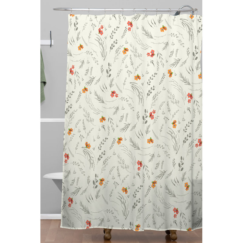 Rideau de douche simple et crochets floral