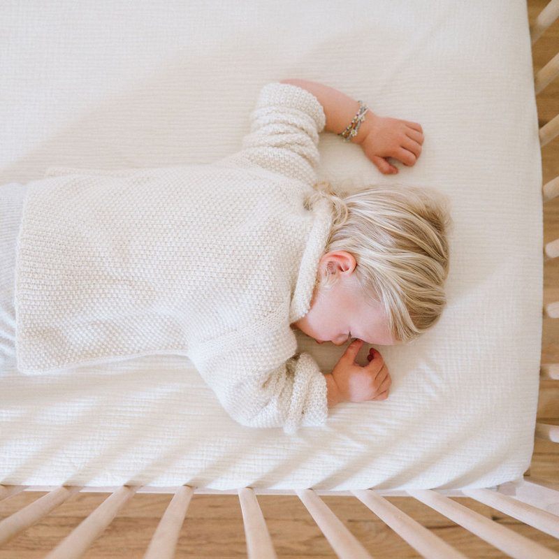 Waterproof Cotton Crib Sheet, Off White