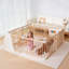 Parc pour bébé et tout-petit, centre d'activités pour bébé en bois réglable et pliable-128922538