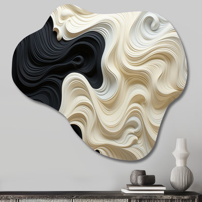 Corynne - Op Art, impression sur métal en nuage, art mural asymétrique en métal noir