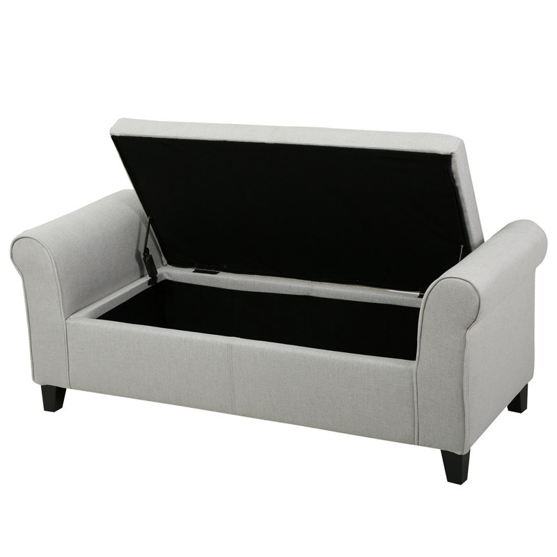 Aisyah Upholstered Storage Bench, Light Gray Fabric 