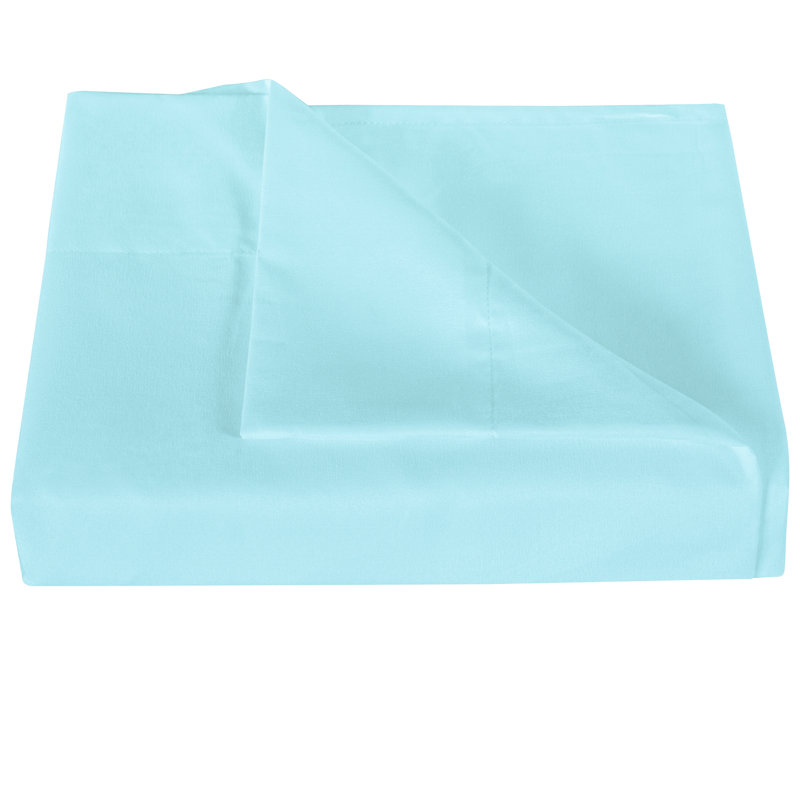 Drap plat en microfibre , Bleu turquoise, Drap plat de taille double