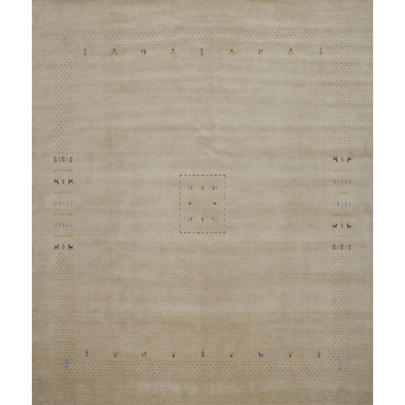 Handmade Gabbeh Style Large Square Wool Rug 12x12