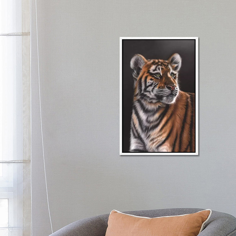 Tiger Cub 1 Piece Wall Art on Canvas, 66.04 cm H x 45.72 cm W, White Floater Framed