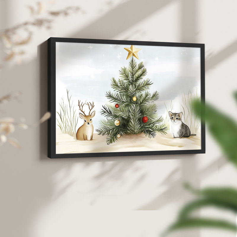 Art de Noël - CCxxxv - reproduction encadrée, H 8 po x l 10 po, Noir, noir, noir, noir