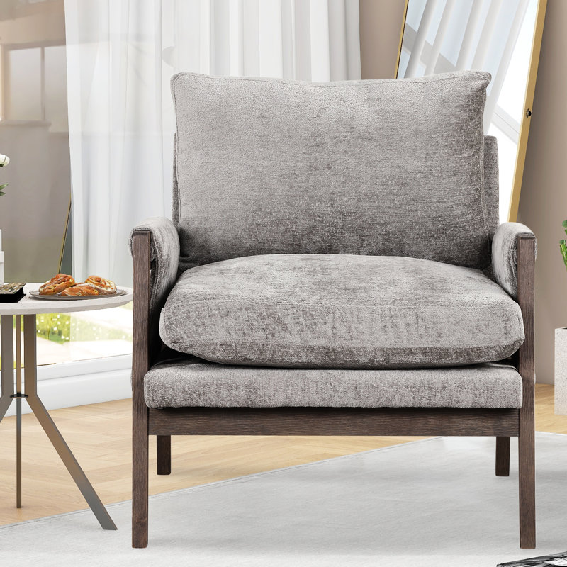 Fauteuil gris - style moderne Mid-Century pour, salles d'étude, fauteuil d'appoint en velours de bureau et tous les espaces de vie élégants