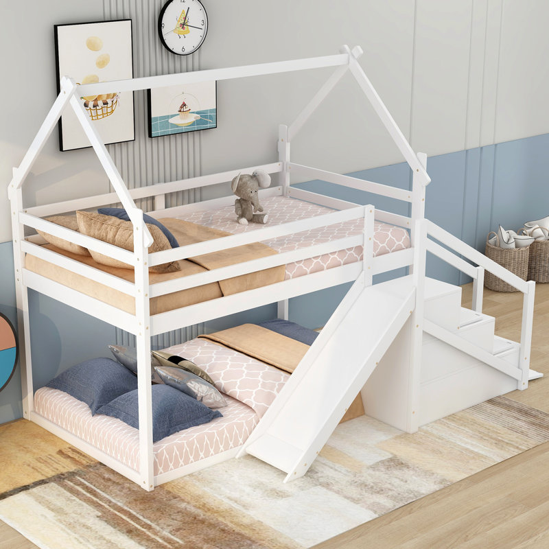 Balmers Kids Twin Over Twin Bunk Bed, White