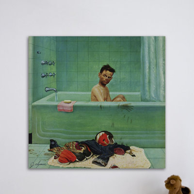 Quarterback In The Tub by John Clymer - Wrapped Canvas Painting
