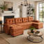 Canapé-lit 109,5 po en forme de U avec lit escamotable, canapé-lit convertible 2 en 1 avec accoudoirs amovibles et ports USB, canapé modulaire surdimensionné avec méridienne pour salon / appartement, orange