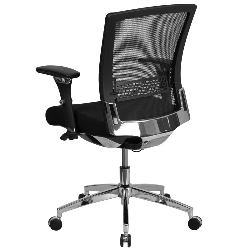 Ergonomic Mid-Back Mesh & Fabric Executive Swivel Chair in Black