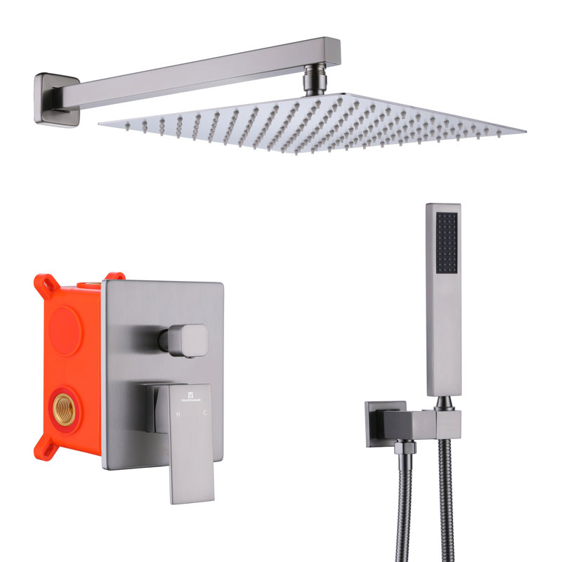 Système de douche complet avec valve brute, Nickel brossé