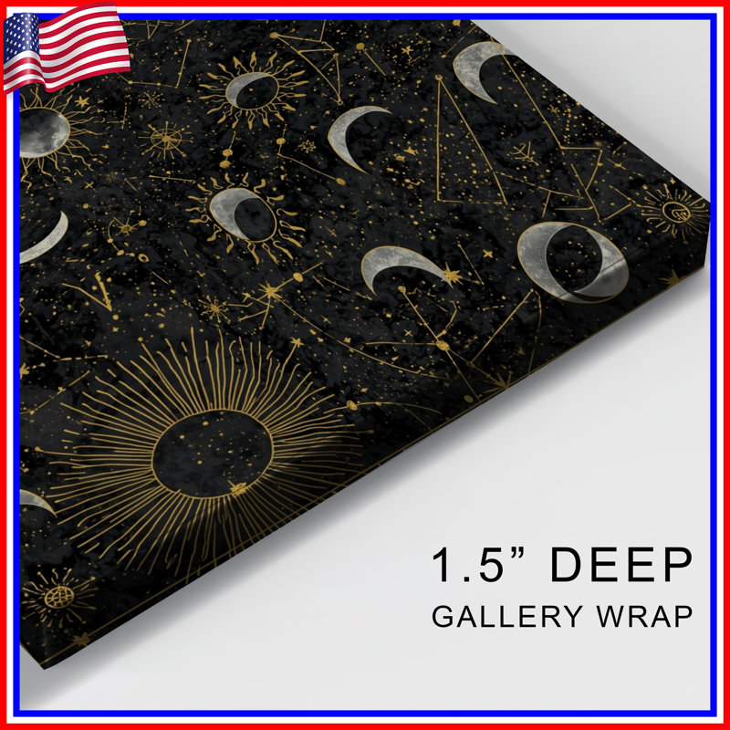 Toile tendue Celestial Sun Moon Constellations, 32 po x 32 po