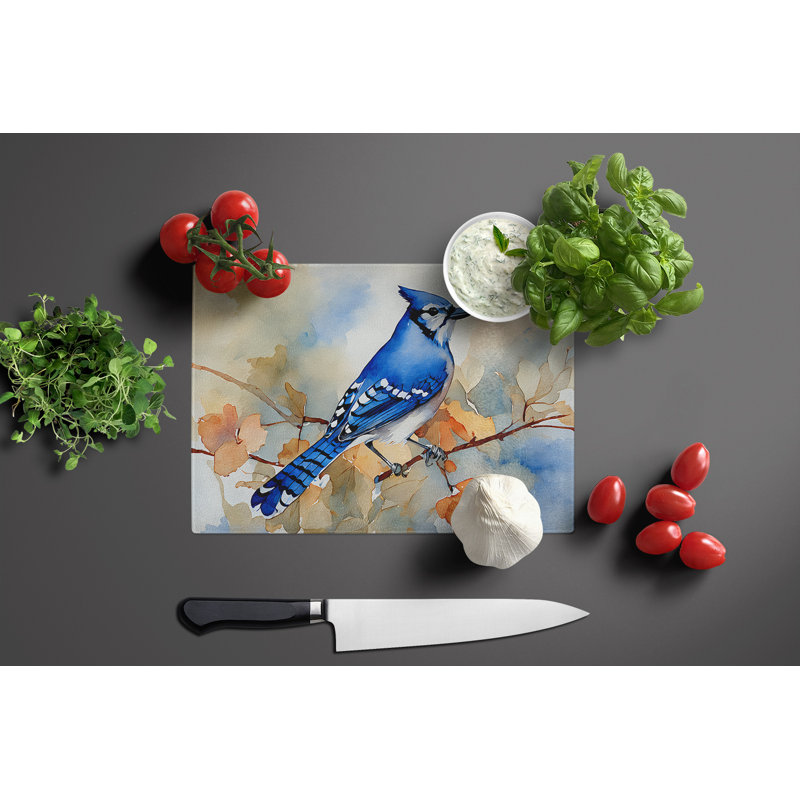 Blue Jay Glass Cutting Board