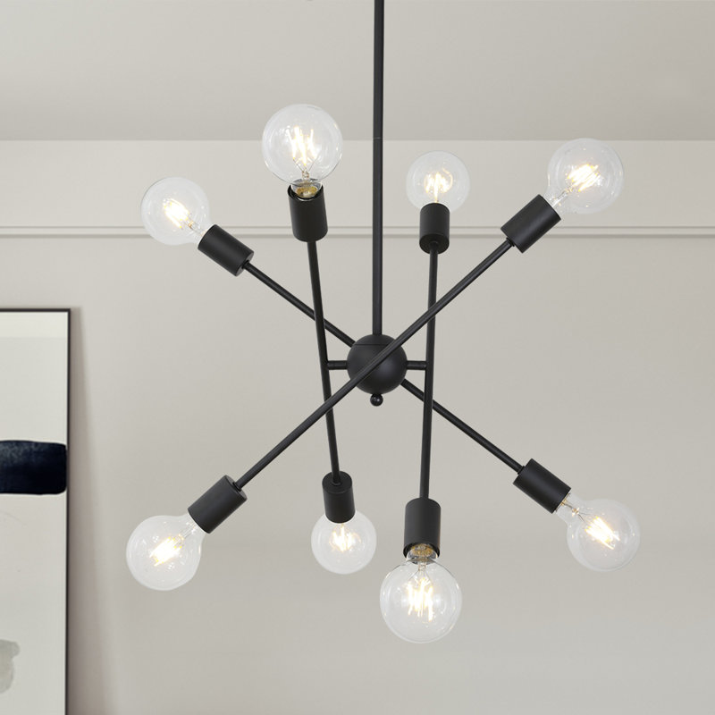 Luminaire suspendu lustre spoutnik 8 lumières Nichole, Noir