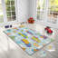 Tapis rectangulaire tissé à la machine en polyester bleu / jaune / vert-69955177