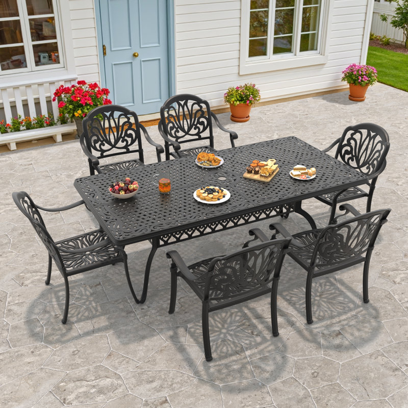 Asraf Patio Dining Set with , Brown Cushions Included