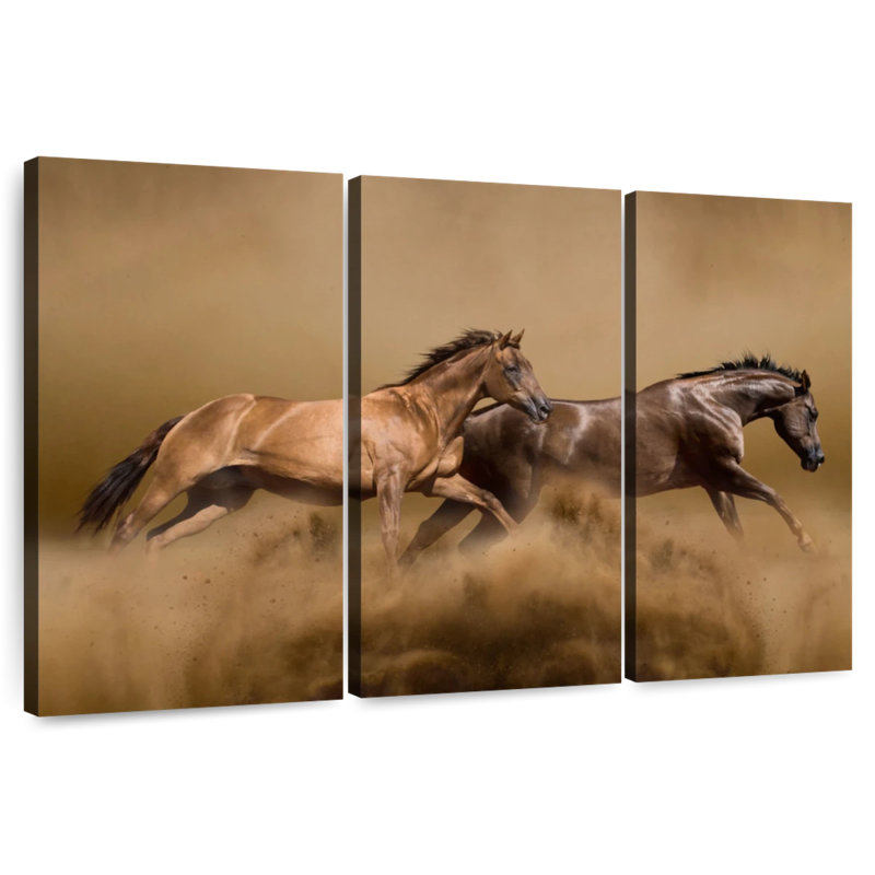 Tempête de sable Brampt, chevaux sauvages, H 48 po x l 74 po