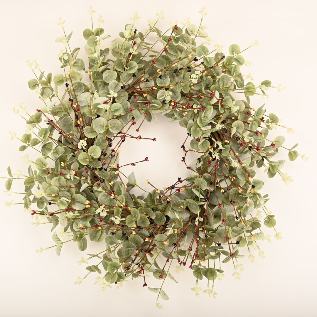 Noga 26" Faux Everyday Eucalyptus Berry Wreath For Front Door The Holiday Aisle®