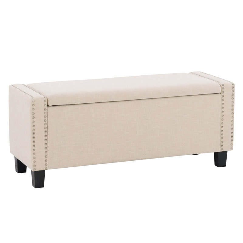 Thane Polyester Upholstered Storage Bench, Beige