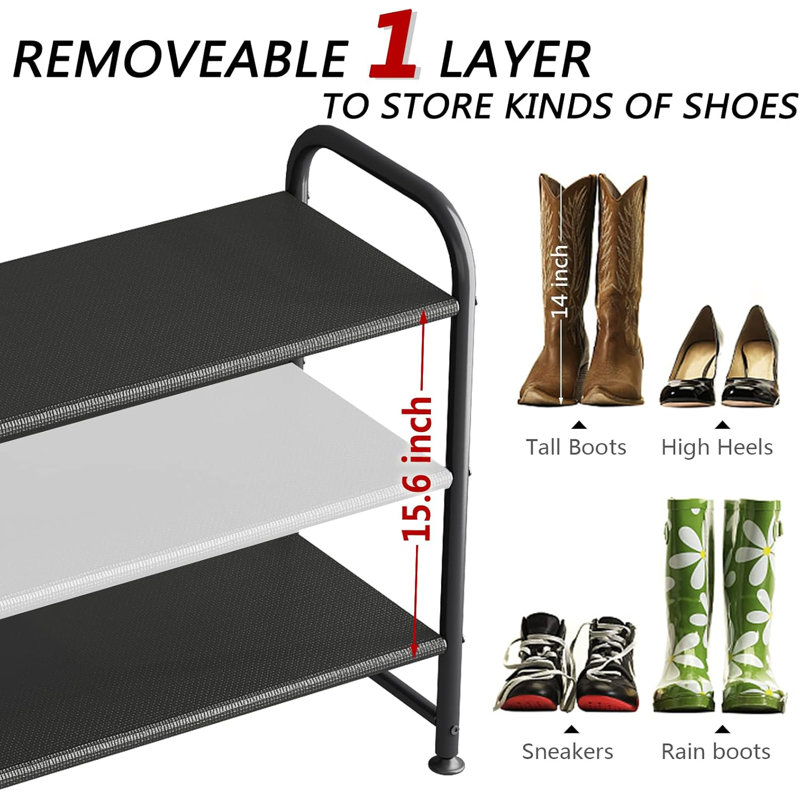 Range-chaussures long à 3 niveaux