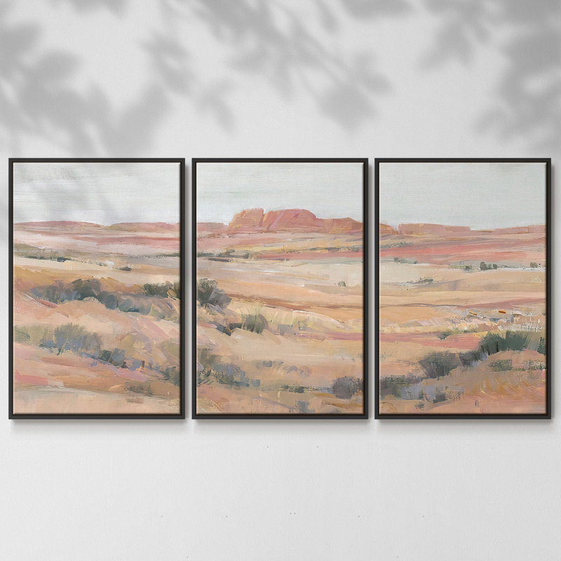 Southwest Landscape II - Toile encadrée à pièces multiples, H 24 po x l 48 po x P 2 po, Noir