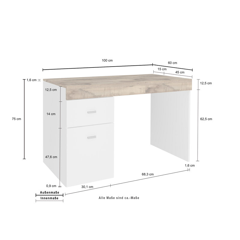 Billitteri Computer Desk, Maple