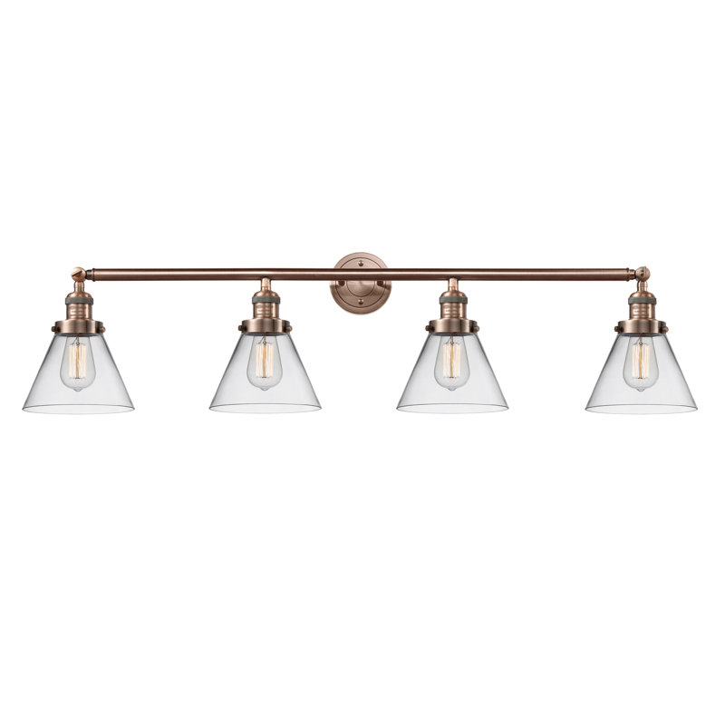 Gebhardt 4 - Light Dimmable Vanity Light, 60 Watt Vintage Incandescent Bulb, Clear, Antique Copper