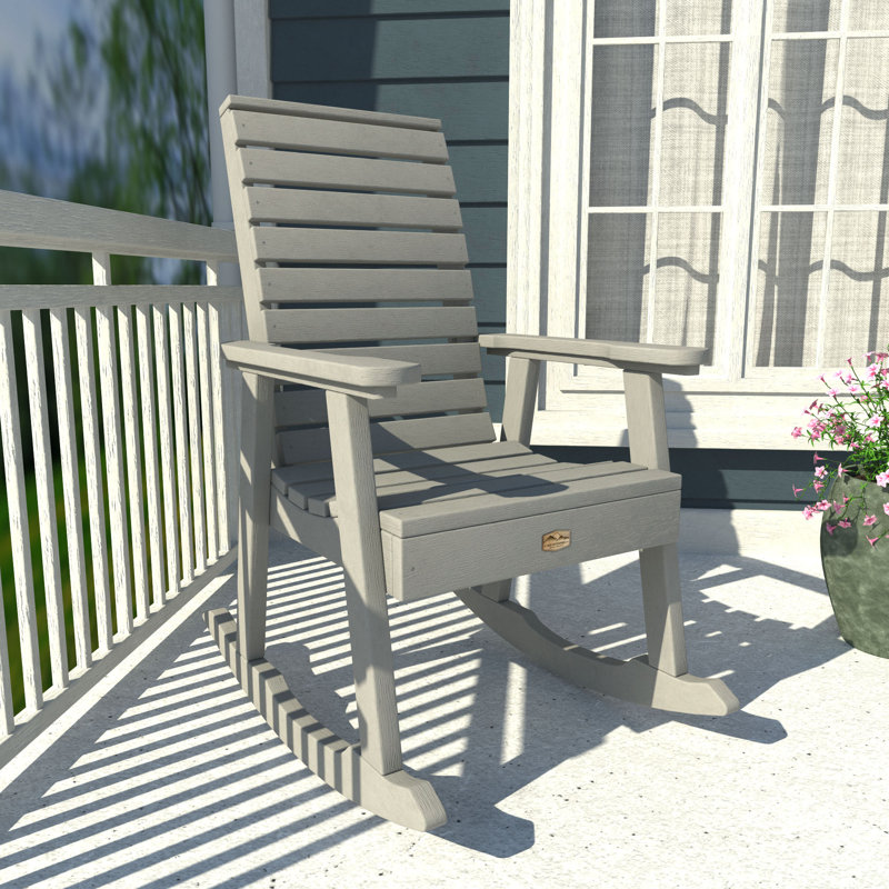 Chaise berçante en plastique Elisiah, Gris havre