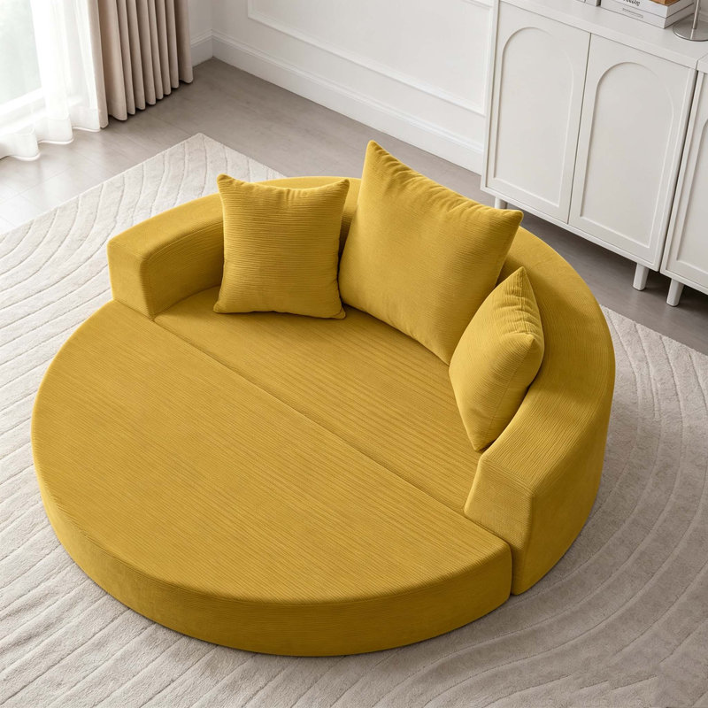 Convertible sofa couch bed,multi-functional,circular bed,adjustable Futon sofa, Yellow