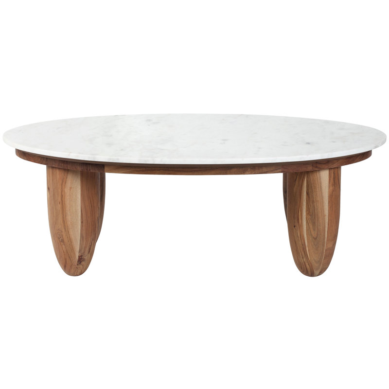 Kwamae Marble Top Single Coffee Table, Natural