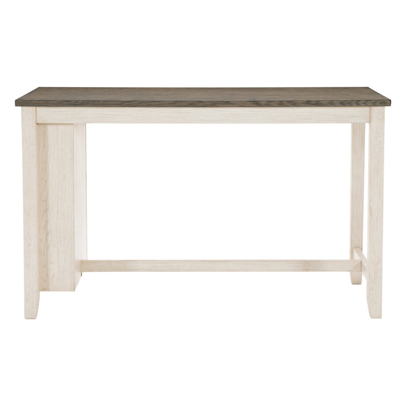 Modern Rectangular Counter Height Table With Storage Shelves, Dining Area Wood Shelved Construction,, Brown, Antique White