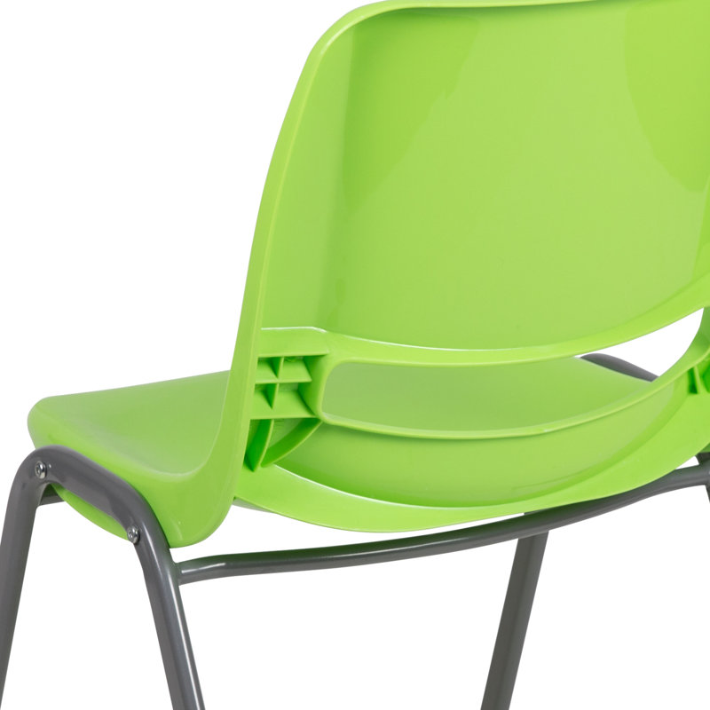 Keaton Plastic Stacking Shell School Chairs, Gray, Green, 5